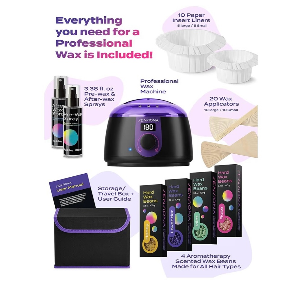 SENSIONA Black and Purple Digital Wax Warmer Kit NIB - Picture 4 of 11